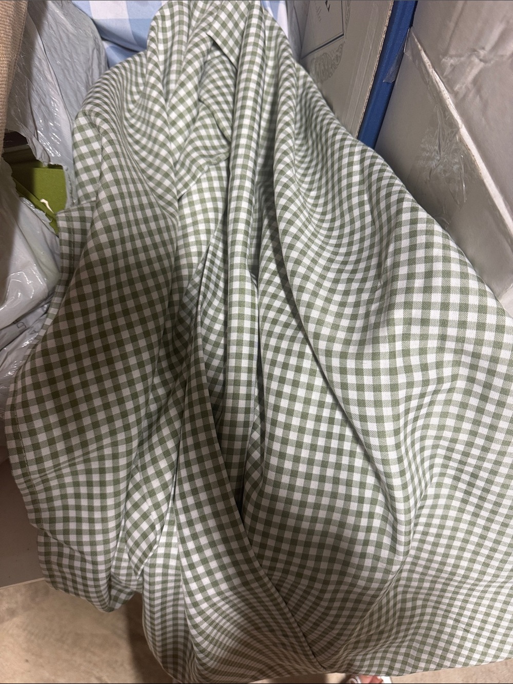 2 Classic Green Gingham Tablecloths